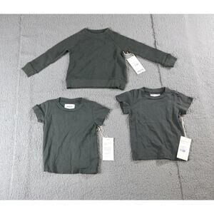 New Mate The Label Kids Lot of 3 Black Charcoal 12/18 Sweatshirt T Shirt Organic